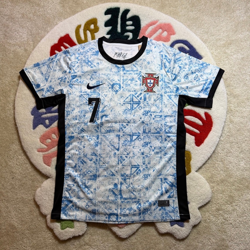 Nike Portugal Euro 2024 Away Jersey Ronaldo 7 Blue White Large